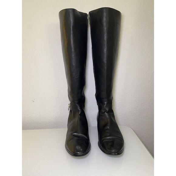 Michael Kors Women Hamilton Stretch Black Leather Equestrian Riding Boots sz 8.5 - Picture 2 of 16